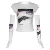 Slim Printed Round Neck Crop T-Shirt-Outfit