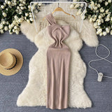 Knitted Collar Dress Women's Summer Irregular Light Luxury Open Design Pure Hottie