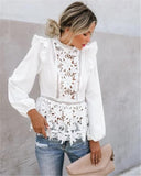 Women Boho Long Sleeve Floral Lace White Tops Blouses Hollow Back Summer Beach Elegant Shirt harajuku femme Clothes Party Tops-Outfit