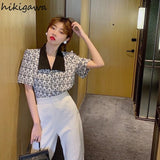 Blouse Women Peter Pan Collar Puff Sleeve Vintage Tops Vintage Blusas De Mujer 2023 Korean Temperament Loose Shirt