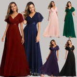 Folding Large Swing Double V-neck Flared Sleeves Elastic