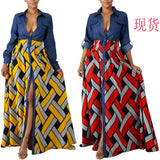 Spring Summer New Women's Dress Denim Woven Stripe Print