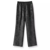 Jacquard Straight Trousers 2024 Summer New Chinese-Style High-Waist Satin Buckle Casual Wide-Leg Trousers-Outfit