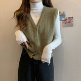 Vest Women's 2025 New Wear Early Spring Wooden Ear-Side Sweater Vest Stacked Shoulder