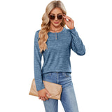 Pure Color Comfort Long-sleeved Button Pullover