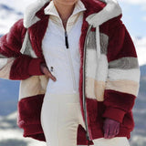 Hot New Autumn And Winter Loose Plush Multi-Color Hooded Coat