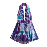 Toloer Summer New Fashion V Collar Sling Sexy Print Hanging Neck Collar Short Dress Woman-Outfit