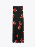 Summer Black Rose Dress Women's New Korean Sling Dress Skirt Half