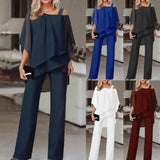 Sleeve Top Trousers Women Casual Irregular Party Set Elegant Two Sets 2025 Spring And
