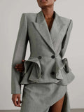 Toloer New High-End Sense Flounce Spell Receive Waist Suit Collar Women's Coat Spring Show Thin Short Small Suit-Outfit