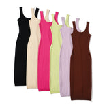 Trendy Women's Dress Fashion Temperament Solid Color Tight Spicy Girl Hip Skirt Sleeveless Back Skirt-Outfit