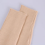 Spring Pure Color Long-Sleeved Fashion Sexy Split Long Skirt Two-piece