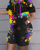 Independent Station Spring And Summer Fashion Positioning Printing Short-Sleeved 2-Piece Set Of Women-Outfit