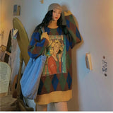 Sweaters for Women Turtle Neck Thicken Long Pullover Women Harajuku Manga Print Loose Warm Knitted Pullover Y2k Outwear