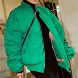 Simple Basic Zip Up Bomber Jacket-Outfit