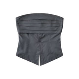 Trendy Women's Dress Spicy Girls Design Sense To Wear A Retro Sleeveless Blouse With A Solid Color Waist-Fitting Girdle And Waist.-Outfit