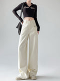 Toloer Wide Leg Jeans Female Spring And Autumn High Street Banana Pants Retro High Waist Straight Tube Loose Sense Drag The Floor Pants-Outfit