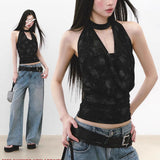 Retro-Styled Collar Hanging Neck Slings Women's Summer New Sweet Cool Style Slimming