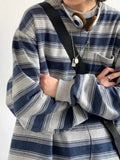 Toloer Do Old Long Sleeve Sea Soul Shirt Men And Women Spring And Autumn Lovers Round Collar Bottom Shirt Striped Overalls Hoodie Tide-Outfit