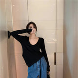 Toloer Female Slim Sexy Low Collar White Foreign Style Long Sleeves With Bottom Shirt 2024 Autumn New Slim