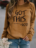 Print Round Pullover Neck Loose Long Sleeves