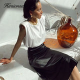 Satin High Waist Skirts Women 2021 New Soft Smooth Silk Office Lady Basic Midi Skirt Chic Elegant Glossy Long