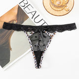 Sexy Lace Leopard T-Throat T-Santing Tpants Ice Silk Splicing Lace Breathable
