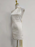 Temperament Famous Wind Evening Dress 2025 Summer New Fashion Collar Solid Ribbon Design Short Dress Dress