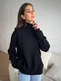 Selling Solid Women's Knitting Knitting Jacket High-Collar Sweater Loose