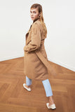 Trendyol Arched Apron Detailed Water Pusher Long Trench Coat