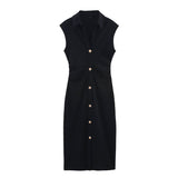 Homemade New Women's Classic Pearl-Blobuted Shirt Dress