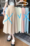 Fashion High Waist A-line Skirt Casual Elegant Summer All-match Basic Soft Casual Korean Style Design Retro
