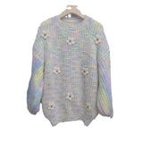 Autumn And Winter New Style Lazy Wind Soft Waxy Sweet Sweater Gentle Style Handmade Three-Dimensional Flower Sweater Head Girl-Outfit