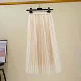 Yarn Skirt Women's Summer Long A Skirt High Waist 100 Folding Skirt 2025 Thin Soft Hanging Yarn