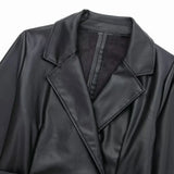 New Women's Suit Jacket Autumn Solid Color Lumbar Imitation Skin Mini