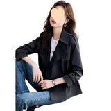 Small Short Trench Coat Lady 2024 Spring Autumn New Versatile Fashionable European Goods Hot Style Waist Casual Coat-Outfit