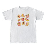 Vintage Peaches Printed Graphic Short Sleeve Tshirt-Outfit