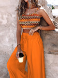 Women's 2025 Summer New Commuting Two-Sleeve Printed With Broad Legs