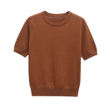 Homemade New Women's Classic Flat Needle Short Sleeve Basic Knit