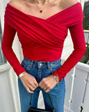 Toloer Women's Sexy Hot Girl Slim Top Solid Color Fashion V-Neck Splicing Long Sleeve Jumpsuit-Outfit