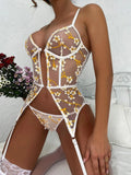 Sex Lingerie Sexy Women's White Print Embroidery Lace Lingerie Two