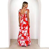 New Small Broken Flower Wave Strap Sling Skirt Temperament A-Character Dress