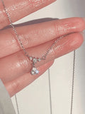 Silver Rhinestone Drop Decor Necklace-Outfit