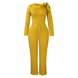 Fashion Women's Winter New Fashion Temperament Solid Color Long Sleeve T-Shirt Trousers African