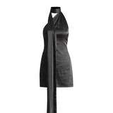 Temperament Famous Wind Evening Dress 2025 Summer New Fashion Collar Solid Ribbon Design Short Dress Dress