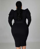 Plus Size Crew Neck Long Bodycon Dress with