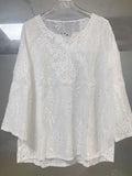 Loose V-Neck Temperament Commuting Embroidered Tidley
