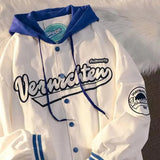 new autumn thin section American retro letter printing jackets coat women's street wild couple hooded baseball uniform