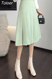High Waist Short/Extended/Mid-length Skirts Vintage Solid Harajuku A-LINE Womens Korean Causal A-line Zipper Chic