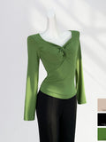 Toloer Cotton Design Sense Royal Sister Jacket V Collar Slim Slim Kink French Square Collar Women's Long Sleeve With A